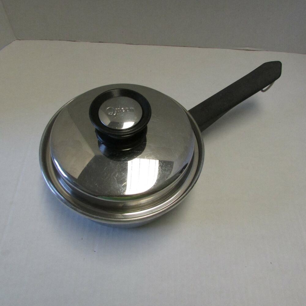 Vintage Amway Queen 18/8 Stainless Multi Ply Sauce Pan Pot with Lid 1 Quart USA